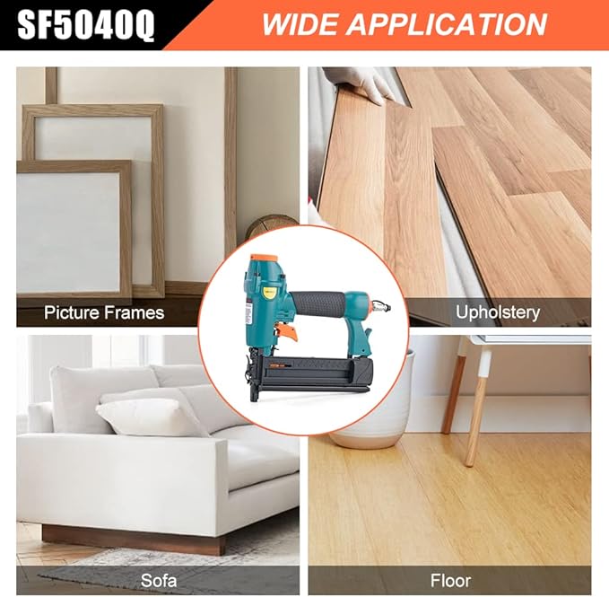 Pneumatic Brad Nailer - 18 Gauge 2-in-1 Nailer, 5/8'' to 2'' Brad Nails and 5/8'' to 1-5/8'' Crown Staples, Safety Glasses and 1000pcs Nails, for Carpentry, DIY, Woodworking