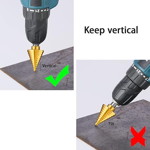 Titanium Step Drill Bit, 1/4" to 1-3/8" Step Bit for Metal, 10 Sizes HSS Step Drill Unibit