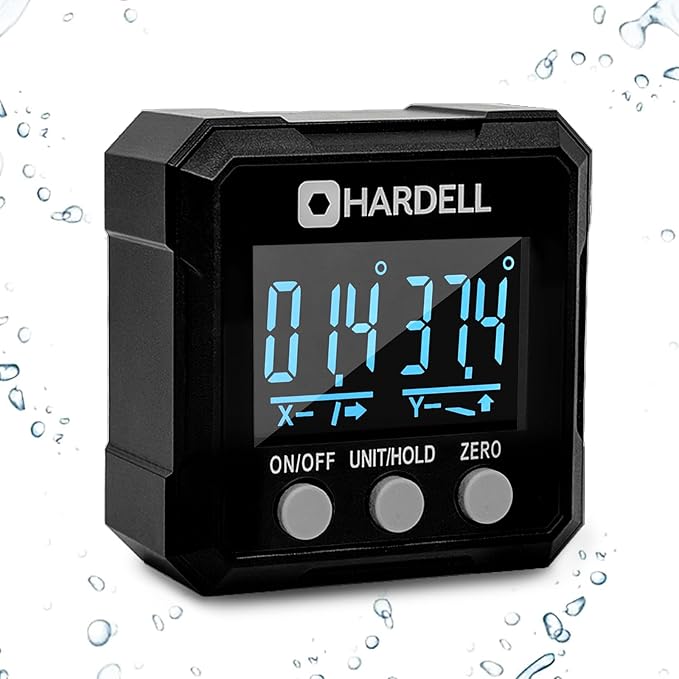 HARDELL Digital Angle Finder,Dual Axis 4X90° 0-40° Digital Angle Gauge With Magnetic Base, Relative Absolute Measuring Tool, Aluminum Alloy Auto-Rotation Protractor for Table Saw Tube Decoration DIYer