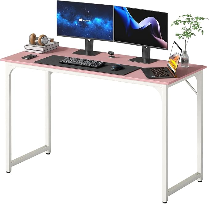 PayLessHere | 47 Inch Computer Desk | Pink | Office Desk by PayLessHere