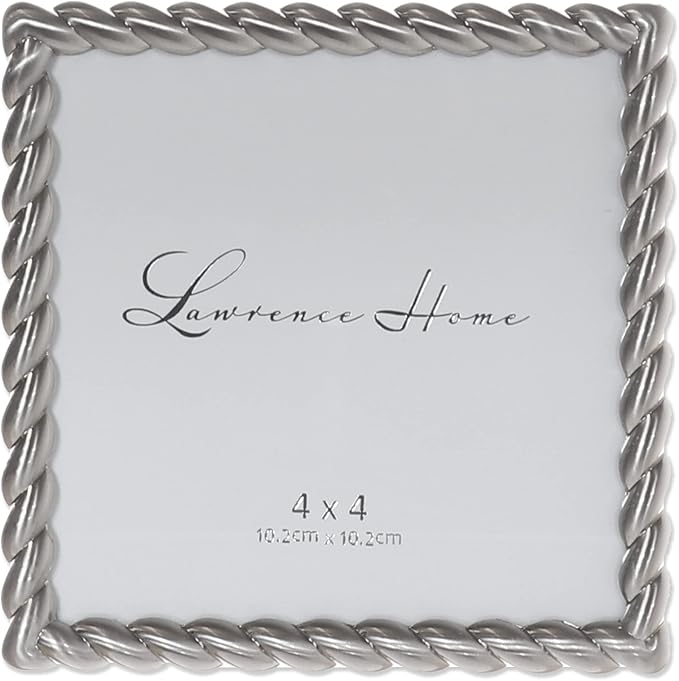 Lawrence Frames Metal Frame, Rope Design, Brushed Nickel, 4x4 Square by LawrenceFrames