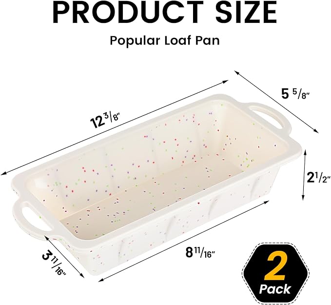 Vinino 2 Pack XLarge Nonstick Silicone Loaf Pans 12.5 x 5.5'' - Image 4