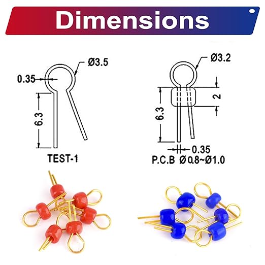 PCB Test Point & Test Hook Clip Assorted Kit, Black/Red/Green/Blue/Yellow Test Point Pin & Test Hooks Clips Spring Hook Clip PCB Board Breadboard Kit (PCB-Test-Kit)