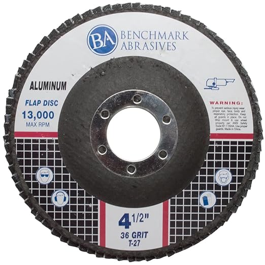 Benchmark Abrasives 4.5" x 7/8" Premium Stearate Coated Type 27 Flap Discs 4 1/2 for Angle Grinder - for Aluminum & Soft Metals - Sanding, Finishing, Grinding Wheels 4 1/2 Inch - (10 Pack) 60 Grit