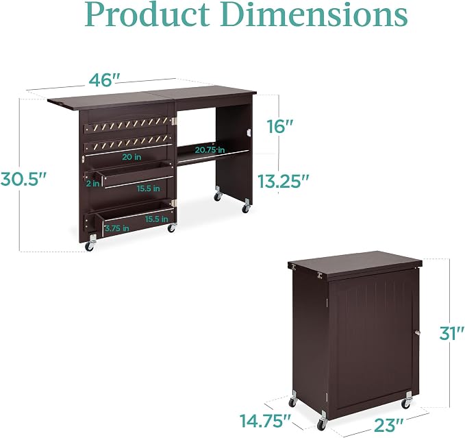 Best Choice Products Folding Sewing Table Multipurpose Craft Station & Side Desk - Image 3