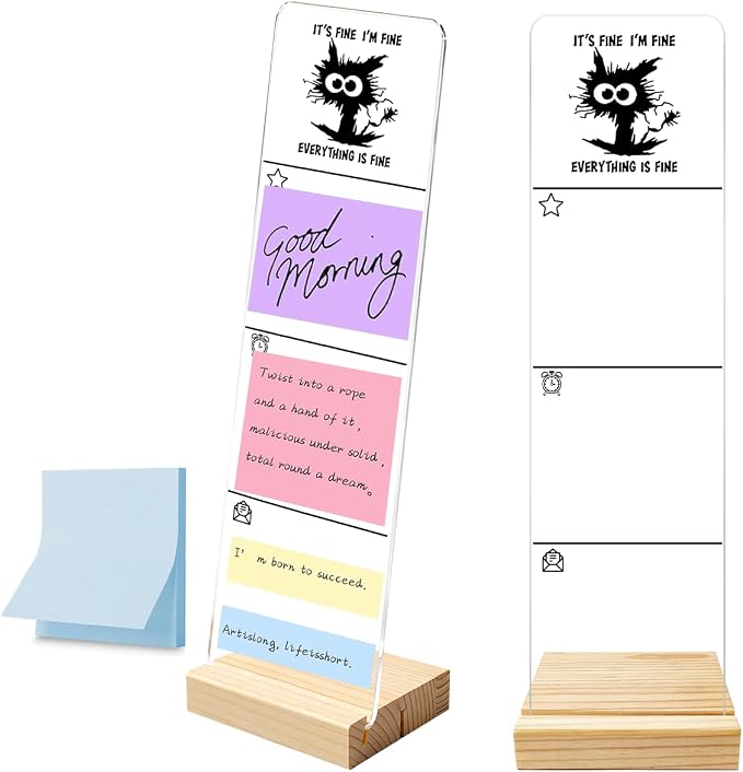 Monitor Memo Board with Removable Wooden Base Acrylic Portable Sticky Note by HTBIG