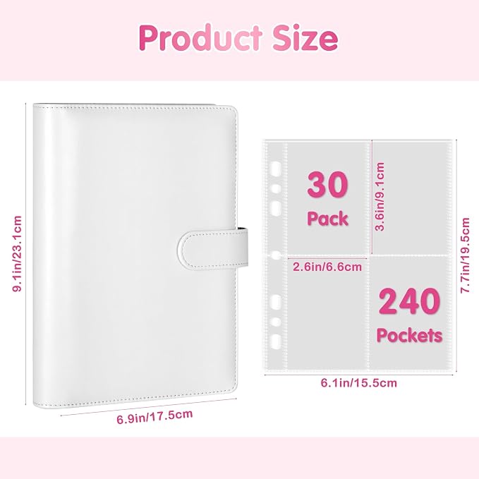 A5 Kpop Photocard Binder with 30 Pack 4-Pocket Card Pages, 6 Ring A5 Binder - Image 5