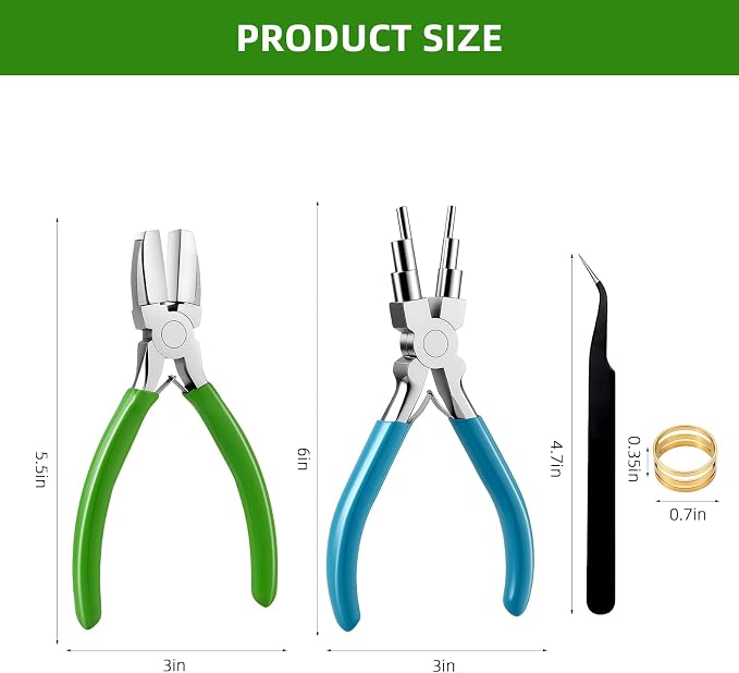 URSKYTOUS 2Pcs Jewelry Pliers Set Jewelry Making Tools Kit Include Nylon Jaw - Image 6