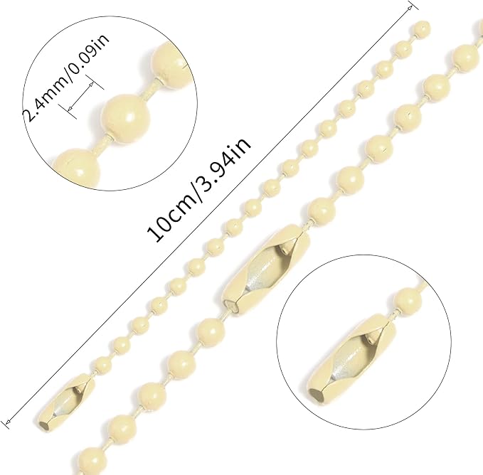 Lemonkey 100Pcs Ball Beads Chains Bulk, Cream Meta Keychains Ringsl, 4 Inch Dog - Image 3