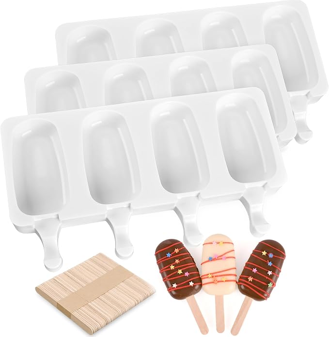 Sakolla 3 Pack 4 Cavity Popsicle Silicone Molds by Sakolla