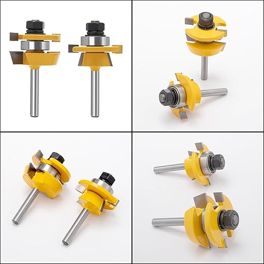 15° Bevel Tenon Joint Router Bit- Lock Miter & Woodworking Router Bits Set for Roundover, Rabbeting, Cabinet Doors, Rail & Stile, Tongue & Groove Joinery (Router Bit-1/4 Inch Shank-15° Angle)