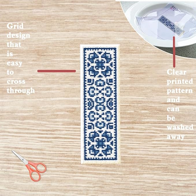 FREEBLOSS 6 Set Bohemian Pattern Cross Stitch Bookmark Kit Stamped Cross Stitch - Image 3