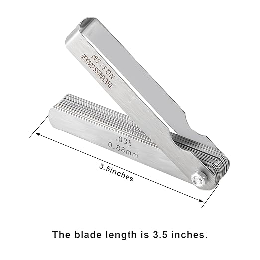 ZLKSKER 32 Blade Steel Feeler Gauge (0.0015Inch to 0.035Inch), Thickness Feeler Gage Gauge, Gap Measuring Tool with Metric & Imperial, Great for Checking Valves & Building Engines