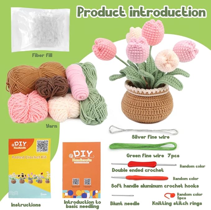 kgxulr Crochet Kit for Beginners, Tulip Crochet Starter Kit Beginner for - Image 2
