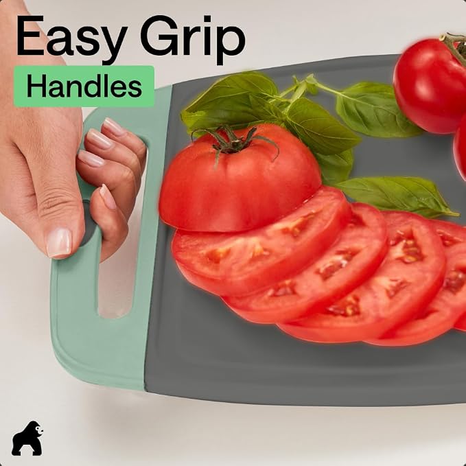 GORILLA GRIP BPA-Free Reversible Kitchen Cutting Board Set of 3, US Designed - Image 8