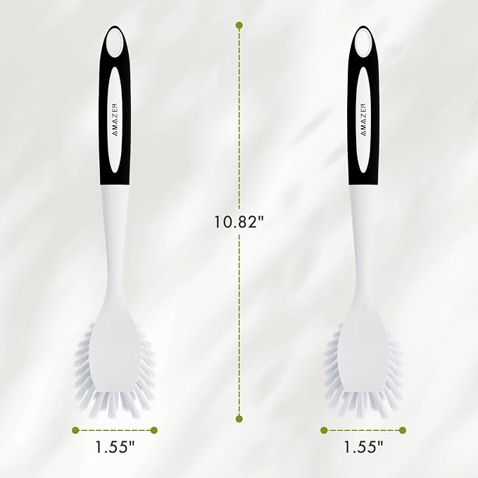 Amazer Dish Brush with Handle, 2 Pack Kitchen Scrub Brushes - Image 2