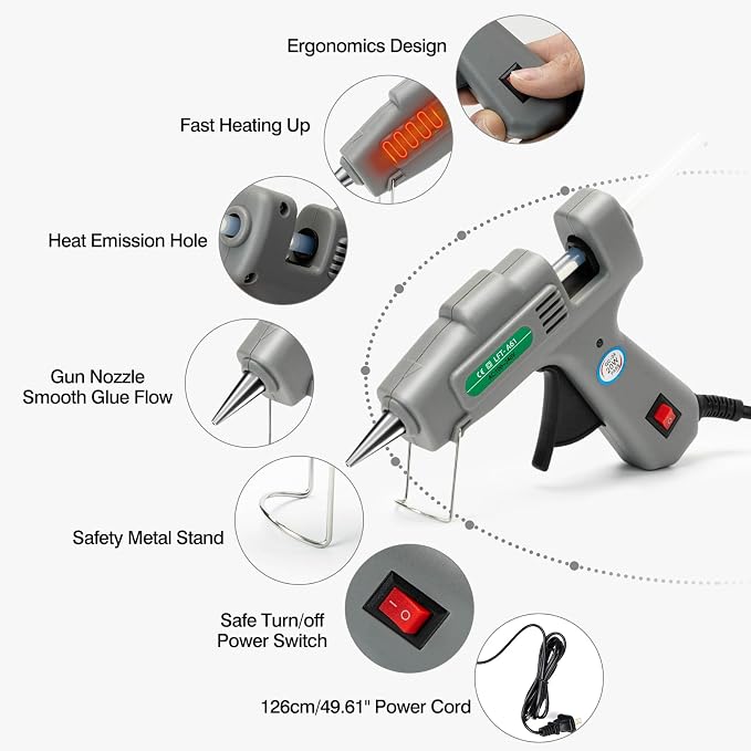 SHJADE Hot Glue Gun with 30 Glue Sticks, 20W Mini Hot Melt Gun Kit | Fast - Image 3