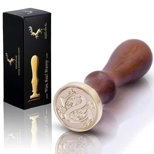 Medieval Initial Alphabet Sealing Wax Stamps, Brass Head Wooden Handle - Image 6