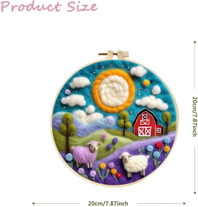 CaptainCrafts Needle Felting Kit, Wool Felt Supplies, Embroidery Hoops - Image 2