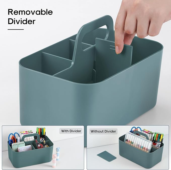 Multiuse Caddy Organizer with Handle, Portable Divided Plastic Tote Bin - Image 6