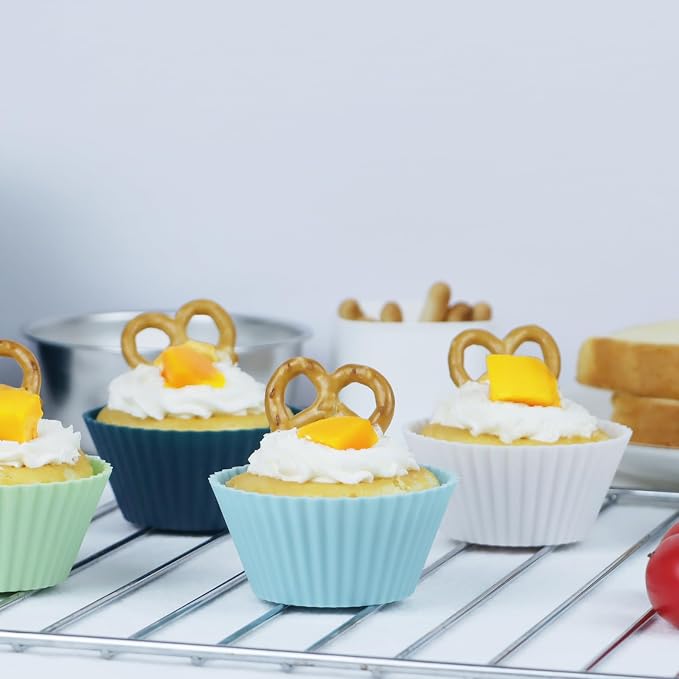 Large Silicone Baking Muffin Cups, 12 Pack Reusable Cupcake Liners Jumbo Size - Image 5