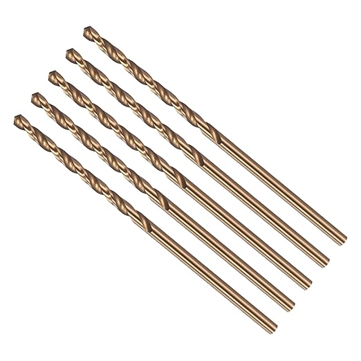 Drill Bit, #44 Cutting Diameter, 4341 HSS Gold Finish 118° Cutting Angle Number Jobber Bits - (Applications: for Drilling Soft Metal Plastic Wood), 5-Pieces