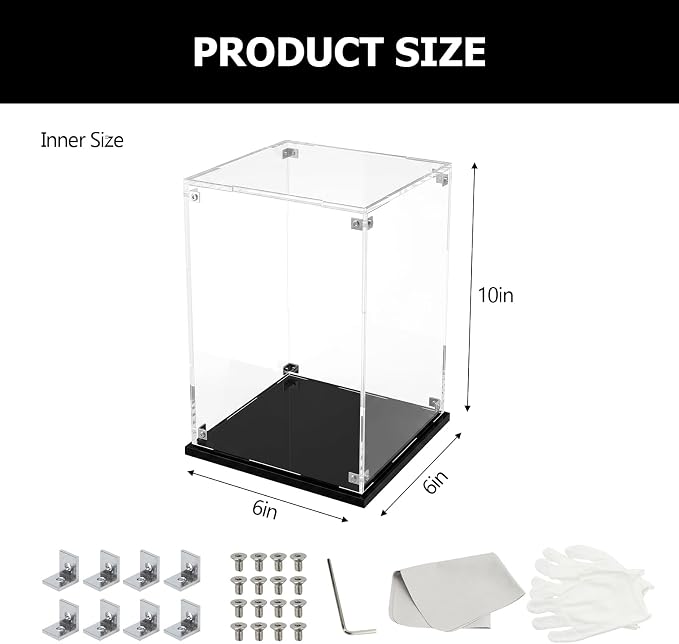 Clear Acrylic Display Case for Collectibles Display 6x6x10 Inch | Removable - Image 3