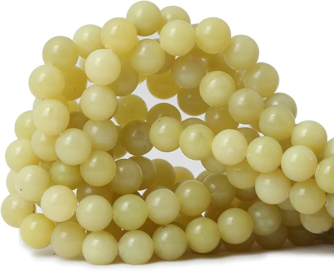 35PCS 10mm Natural Yellow Lemon Jade Gemstone Round Loose Beads by CHEAVIAN