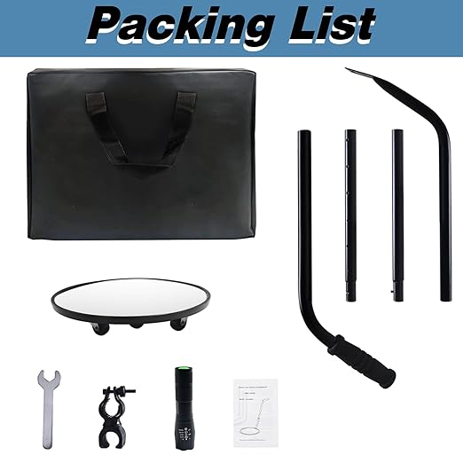 Under Vehicle Inspection Mirror, 12 inch Inspection Mirror with Wheels and LED Light,Handheld Inspection Mirror for Entry Security, Parking lot Security, auto Maintenance