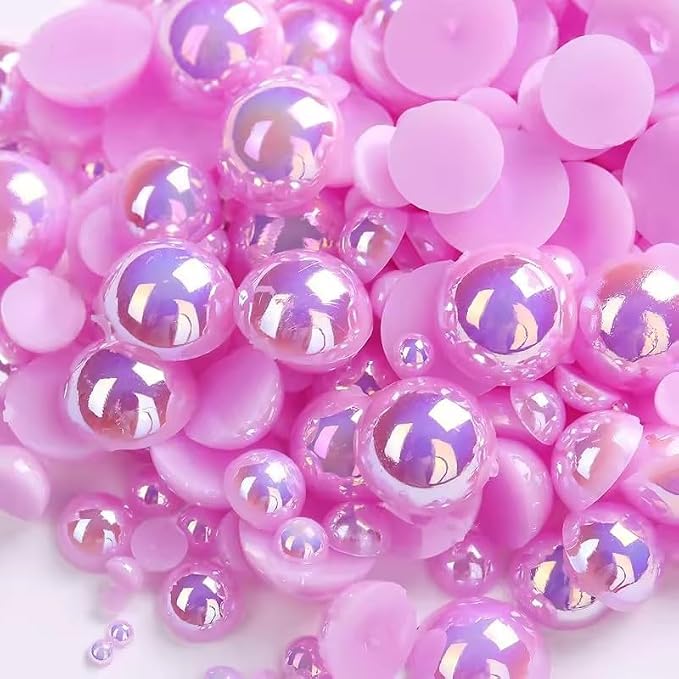 1000PCS Mixed Sizes 3/4/5/6/8/10mm Flatback Half Round Pearls Gems by Unknown