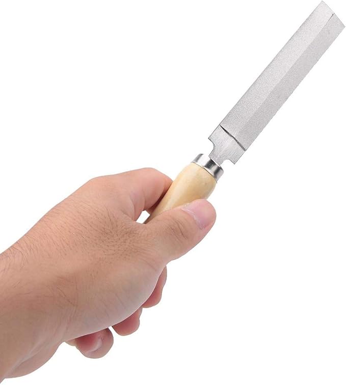 Diamond Rhombic File Wooden Handle Diamond Coated File Diamond File Saw Metal Glass Grinding Woodworking Garden Tool(5 inches (125mm))