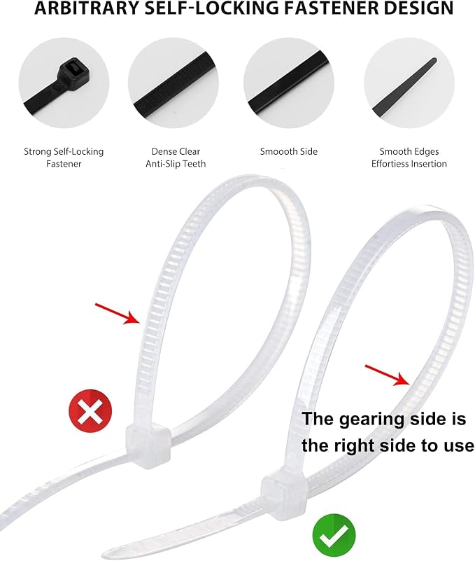 Zip Ties Assorted Sizes 400 Pack 4/6/8/12 Inch Cable Ties Heavy Duty Plastic - Image 4