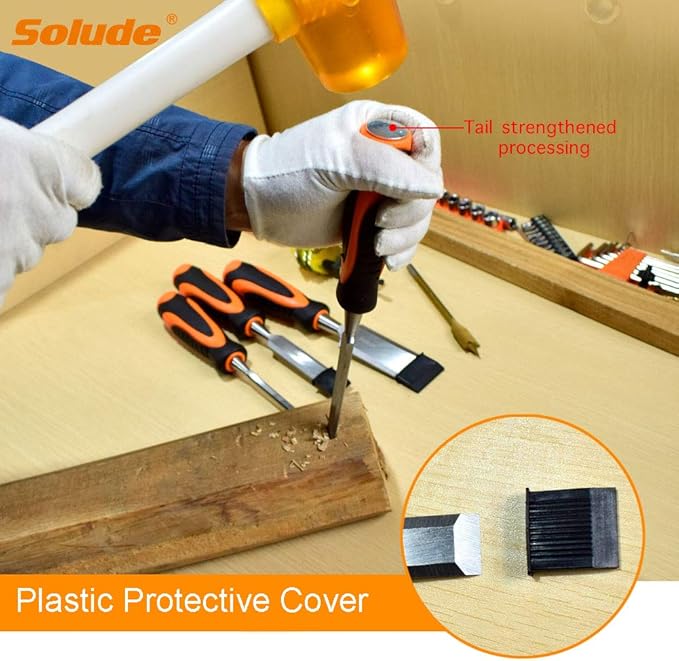 SOLUDE 11Pcs Wood Carving Chisel Set,Heated Treated Cr-V Woodworking Chisels Tool Kit with Sharpening Stone,Honing Guide,Carpenter Pencils