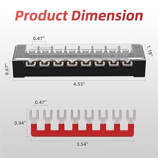 APIELE Dual Row 8 Position Screw Terminal Block Covered - 25A 8 Position Pre-Insulated Terminal Barrier Strips (4PCS 8P+8PCS Wiring Strips)