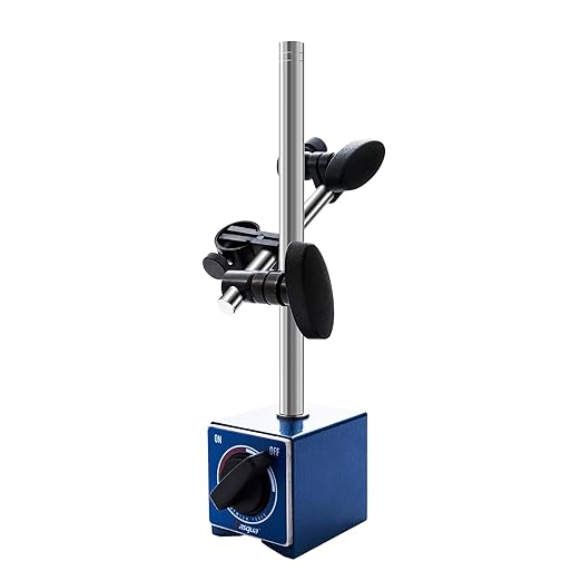 Dasqua Magnetic Base, Adjustable Stand with Fine Adjustment Holder for Dial Indicator, 3/8" Clamping Hole, Strong Pull Force 176lb/80kg