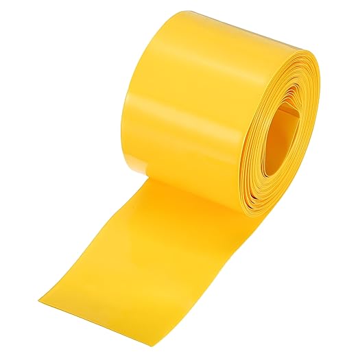 MECCANIXITY Battery Wrap PVC Heat Shrink Tubing 26mm Dia 43mm Flat 20 Feet(6meters) Yellow Good Insulation for Battery Pack