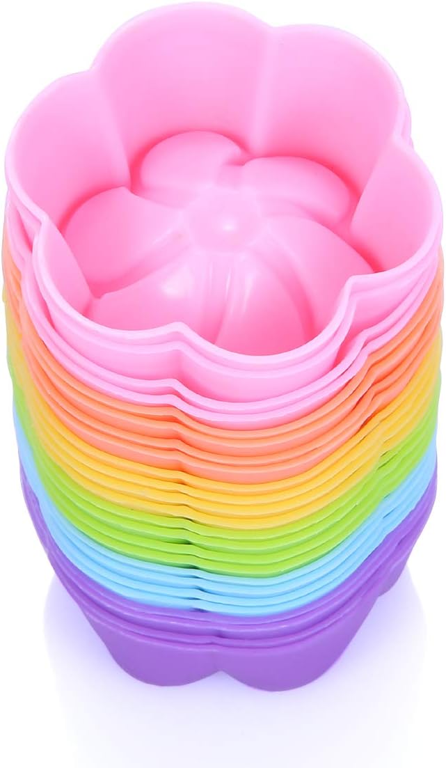 Mini Silicone Muffin Cups, 24 Pack Reusable Cupcake Molds, Round | Nonstick 2 - Image 5