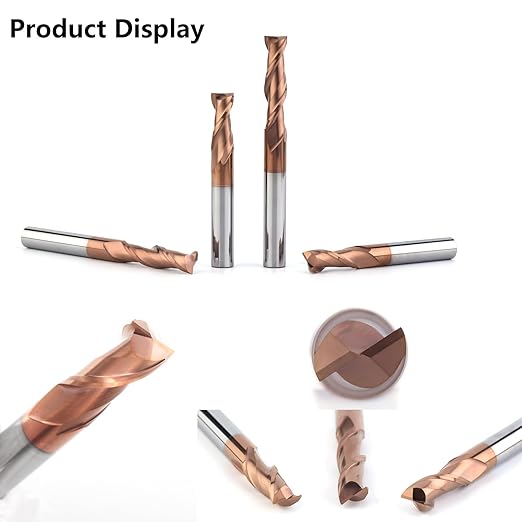2 Flute 3/32" Carbide Square End Mill 5PCS Micrograin Milling Bits Sets TISIN Coating CNC Router Bit for Steel