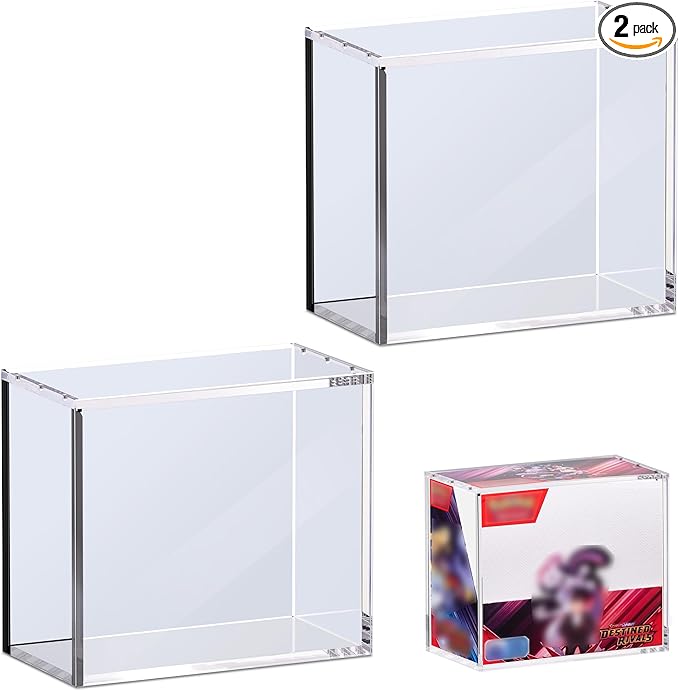 2 PCS PKMN Booster Box Acrylic Case, 5MM Acrylic Display Case, Dustproof and by KisboxAcrylicDisplayCase