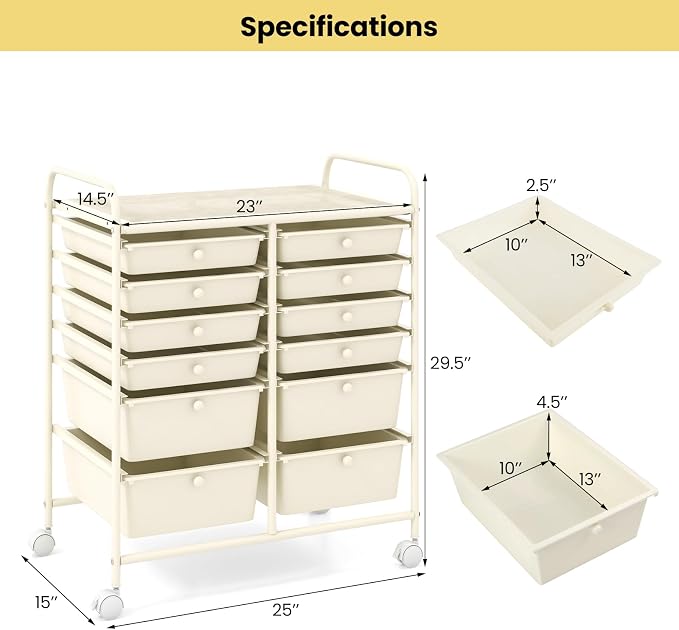 BECOMFORT 12-Drawer Rolling Cart - Image 2