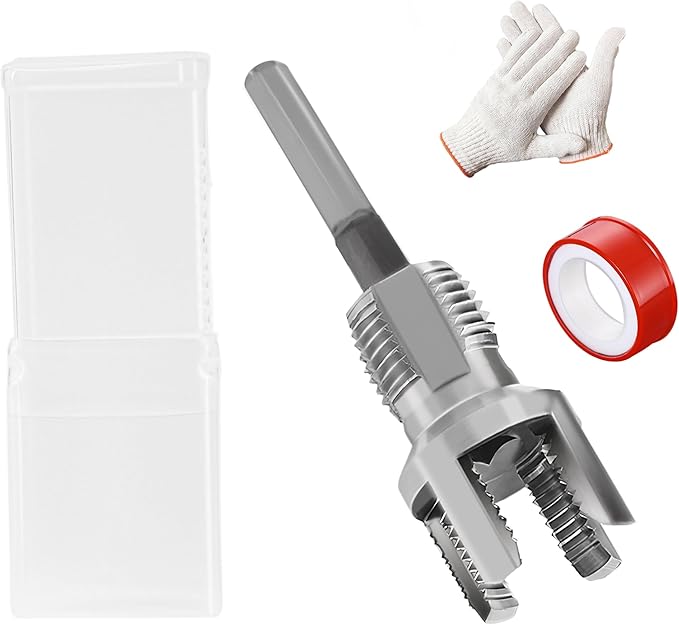 Integrated Internal & External Pipe Threading Tool, 3/4'' 1'' Dies, Dual-Function Pipe Thread Cutting Tool, Electric Drill Compatible Pvc Pipe Threader Kit for Home Repair