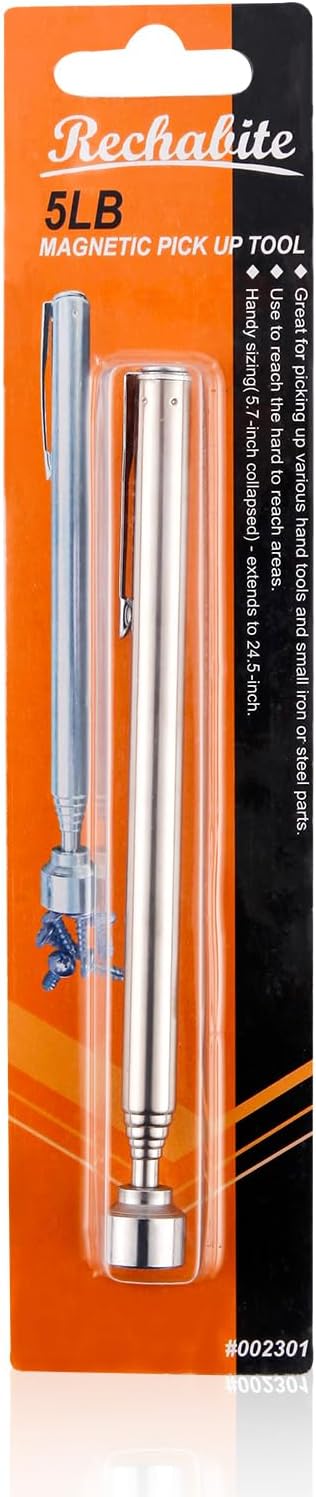 5LBs Telescoping Magnetic Pickup Tool, Magnet Stick Rod with Pen Clip Design, Extendable 5.7" to 24.4", for Men Gift Birthday, Father's Day, Christmas