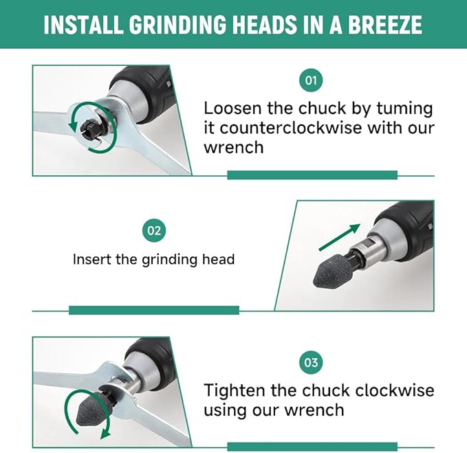 Hoteche 1/4-Inch Electric Die Grinder 6-Amp Heavy Duty Compact High-Speed Rotary Die Grinder Tool for Precision Grinding, Cutting, and Polishing