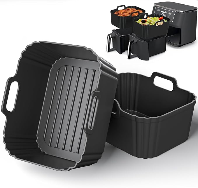 10QT Large Thickened Silicone Air Fryer Liners 2 Pack by PIINTAUR