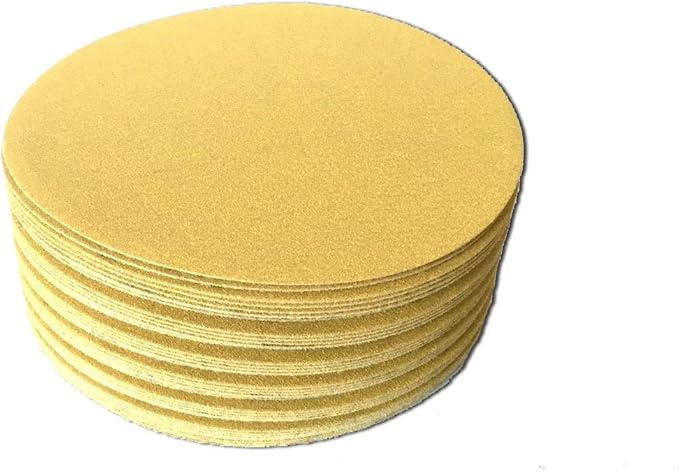 Starcke Premium 6 Inch No Hole Hook and Loop Grip Sanding Discs - Gold Aluminum Oxide - for Wood, Auto Body, Paint, Primer, Metal, and Plastics (50 Pack, 60 Grit)