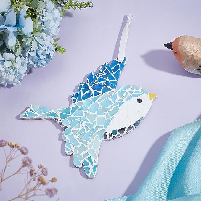 WEBEEDY 2 Sets Colorful Bird Glass Mosaic Tiles Kit Cute Bird Mosaic Coaster - Image 5