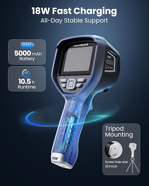 Handheld Thermal Imager, 640×480 3.5" IPS Screen, 512×384 X³ IR Resolution, -4℉ to 1022℉, Infrared Imager with Fusion Imaging, Thermal Imaging Camera with 2MP Visual Camera(Thor 002)