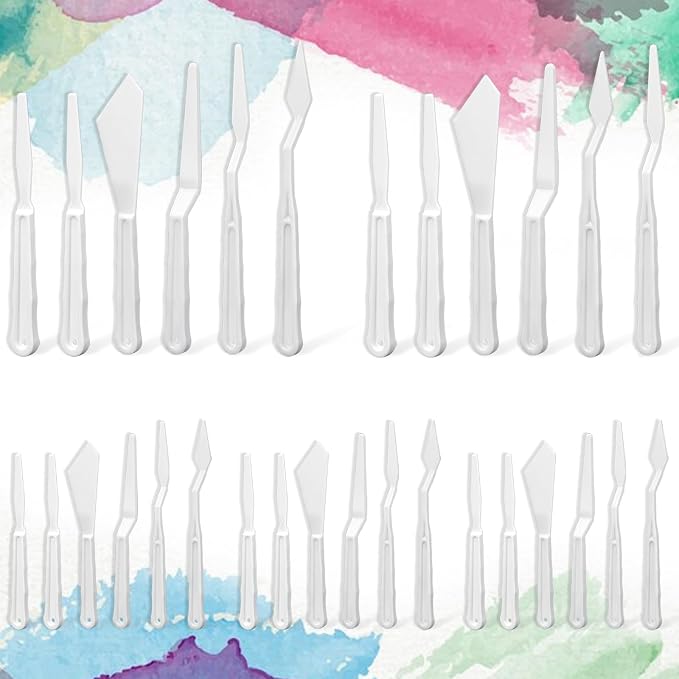 30Pcs Plastic Spatula Palette Knives Set, Pallete Knife Thin and Flexible Art - Image 7