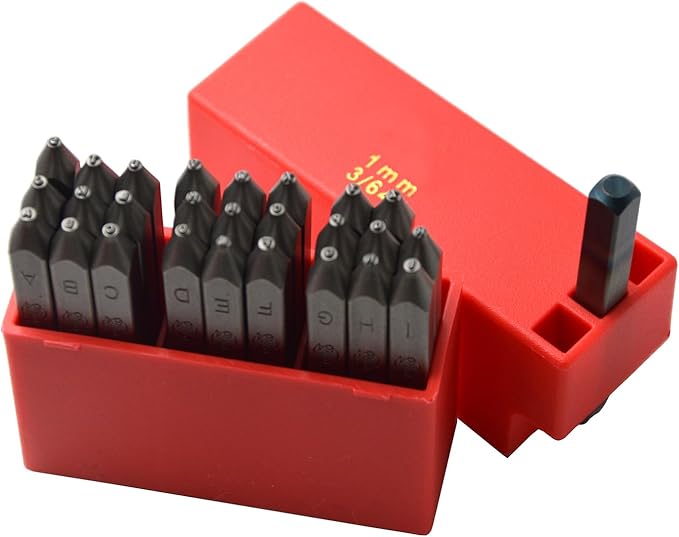 36pcs Heavy Duty Steel Stamp Uppercase Letter and Number 3/64 1mm Hand Stamping Character Mark Code Alphabet Punch Kit for Metal Jewelry Crypto Plate Leather
