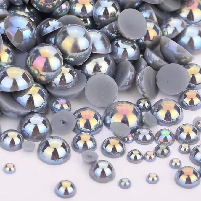 1000PCS Mixed Sizes 3/4/5/6/8/10mm Flatback Half Round Pearls Gems by Unknown